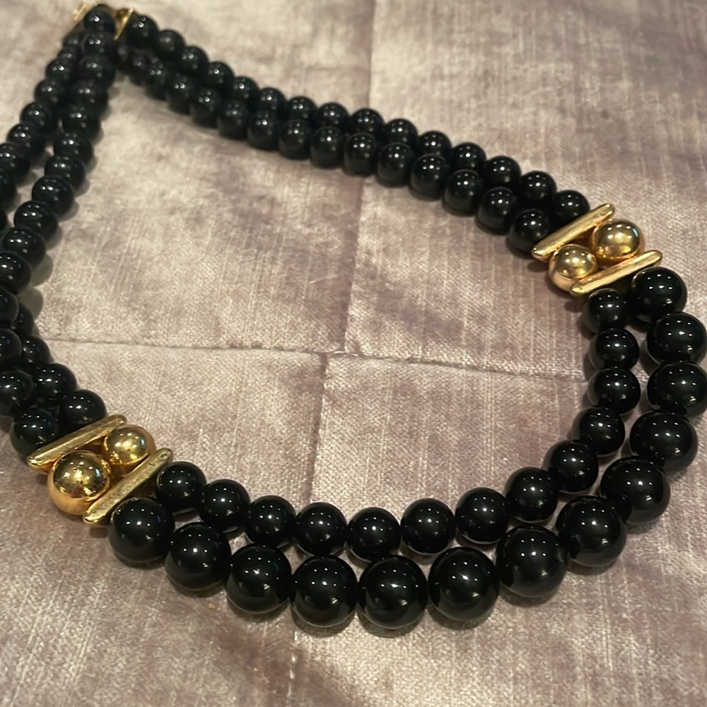 Napier Black and gold Necklace 16” Rare